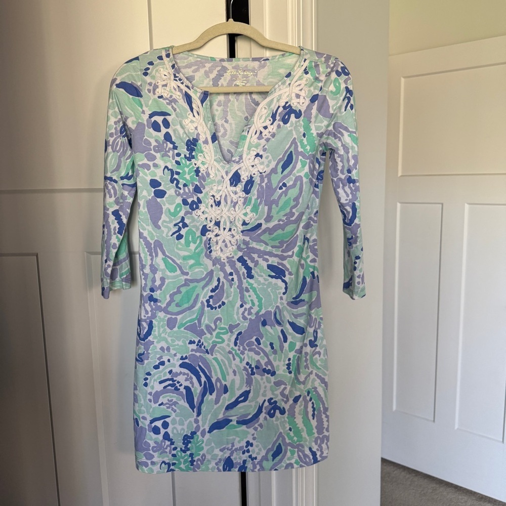 Lilly Pulitzer Marina Dress Lilly's Lilac Nice‎ blue green long sleeve dress